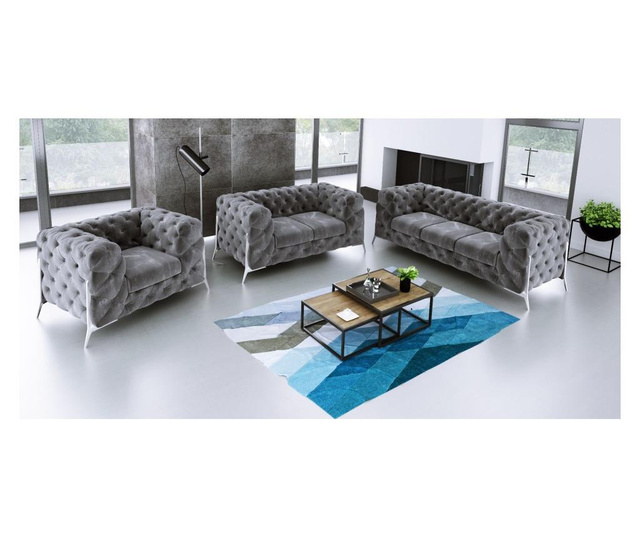 Fotoliu Ropez, Chesterfield Chelsea Gray, gri, 126x97x73 cm