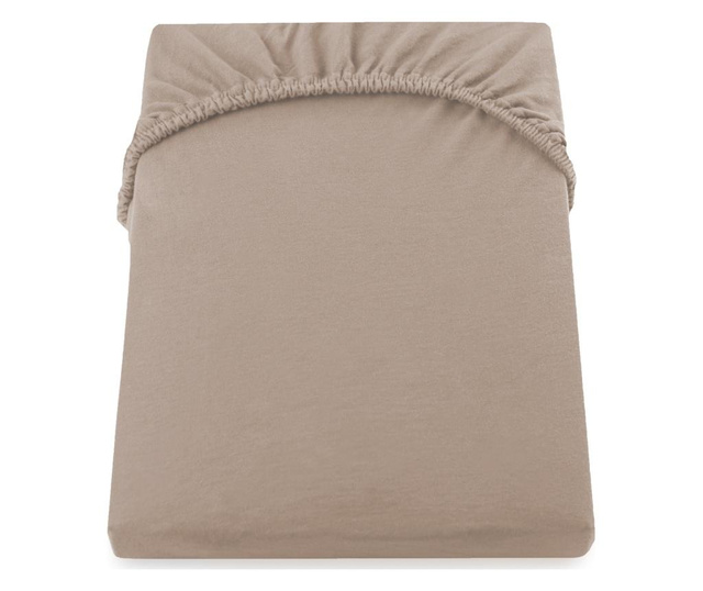 Cearsaf de pat cu elastic Decoking, Amber, bumbac, 200x200 cm, maro cappuccino