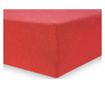 Cearsaf de pat cu elastic Decoking, Amber, bumbac, 120x200 cm, rosu