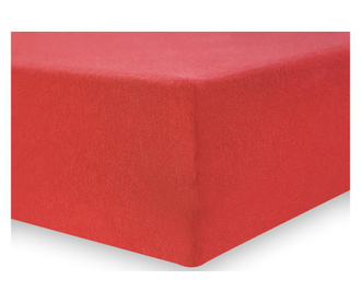 Cearsaf de pat cu elastic Decoking, Amber, bumbac, 140x200 cm, rosu