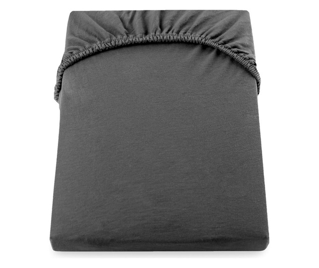 Cearsaf de pat cu elastic Decoking, Amber, bumbac, 160x200 cm, gri