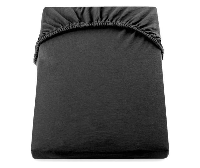 Cearsaf de pat cu elastic Decoking, Amber, bumbac, 140x200 cm, negru