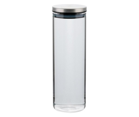 Borcan cu capac ermetic Axentia, sticla borosilicata, transparent/argintiu, 1.3 L