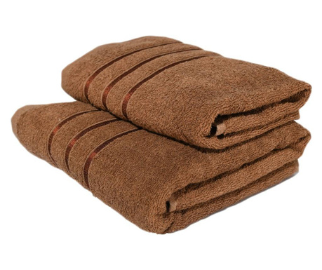 Комплект кърпи Quasar & Co, 100% памук, 50 х 90/70 х 140 см, Кафяв, 2 броя