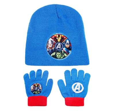 Set caciula cu manusi, Marvel-Avengers, albastru, 2-12 ani, accesorii imbracaminte copii