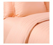 Lenjerie de pat matrimonial cu husa de perna dreptunghiulara, elegance, damasc, dunga 1 cm 130 g/mp, peach, bumbac 100% Sofi 1 x