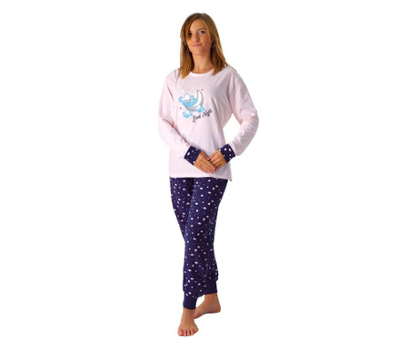 Pijama dama Lenniss, roz deschis/albastru marin