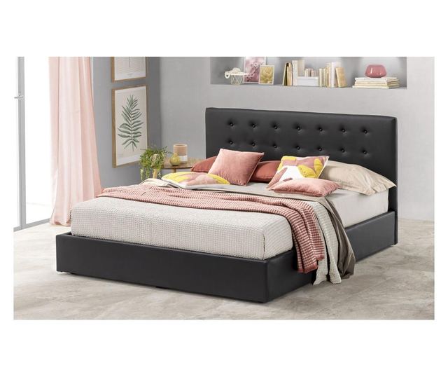 Pat cu lada rabatabila Abra Promo Dolce Dormire Negru 200x200 cm