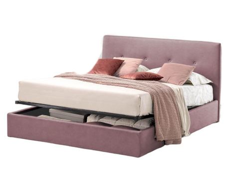 Pat cu lada rabatabila Tiamo promo Dolce Dormire Violet Catifea Velluto