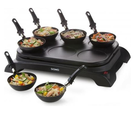 Set gourmet clatite si wok 2 in 1 DO8710W pentru 6 persoane, 1000W