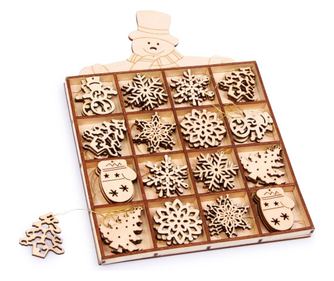 Set 48 Figurine Decorative Din Lemn Pentru Bradul Craciun Legler Gmbh, lemn, 25x17x2 cm, lemn natur