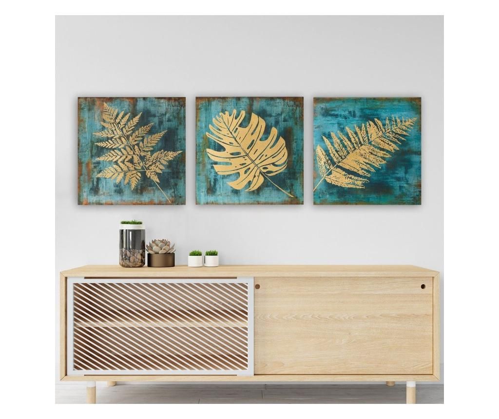 Set 3 tablouri Remy, canvas, 30x30 cm, multicolor