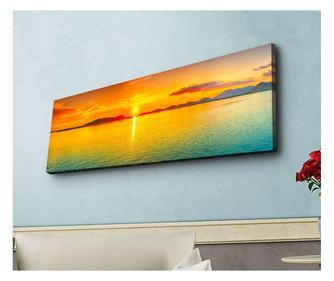 Tablou cu LED Ledda, canvas cu aspect de piele de caprioara, 90x30 cm, multicolor