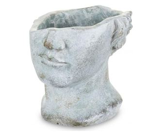 Kő kaspó, arc, szürke, 20x18,5x19 cm