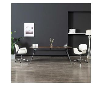 Zakretne kuhinjske stolice, 2 kom., bijele, umjetna koža