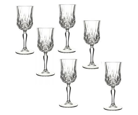 Set 6 Pahare Cu Picior Pentru Vin Opera, Rcr Crystal Rcr Crystaleria, sticla cristalina, transparent, 23x19x30 cm