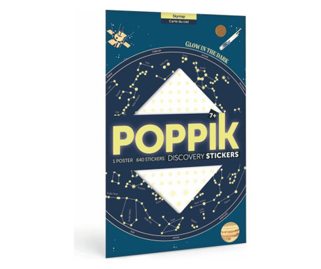 Joc creativ si educativ cu stickere fosforescente Skymap Poppik
