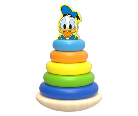 Piramida de stivuit inele colorate din lemn si Donald, Disney