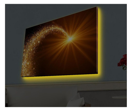 Tablou cu LED Ledda, canvas cu aspect de piele de caprioara, 70x45 cm, multicolor