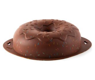 Forma de copt Excelsa, Donuts Baking Time, silicon, maro, 28x24x6 cm