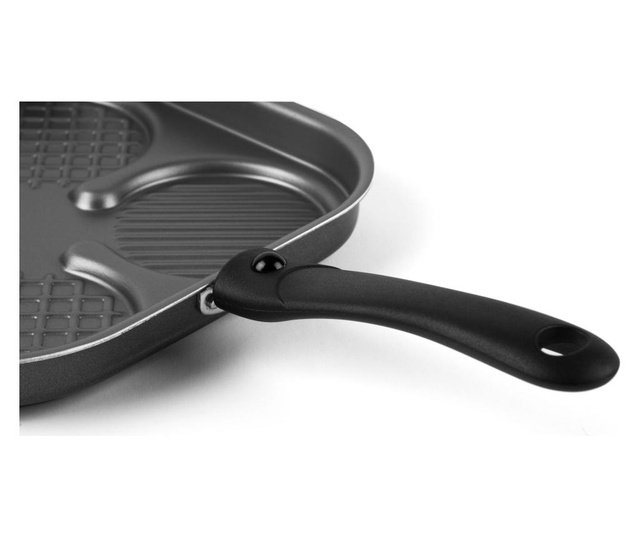 Tigaie grill Excelsa, Disco Cook, aluminiu, negru, 24x24x4 cm