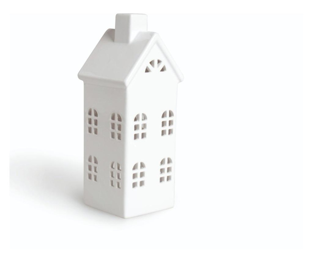 Suport pentru lumanare Excelsa, Little Home, ceramica, 8x8x23 cm, alb