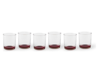 Set 6 pahare pentru apa Excelsa, sticla suflata, transparent/rosu inchis, 0.26