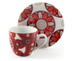 Set 6 cesti de cafea cu farfurioare Excelsa, Mandala Red, portelan, multicolor, 0.1