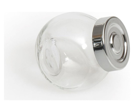 Borcan cu capac Excelsa, Up&Down, sticla, transparent/argintiu, 150 ml