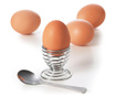 Set 2 suporturi pentru oua fierte si 2 linguri Excelsa, inox, argintiu