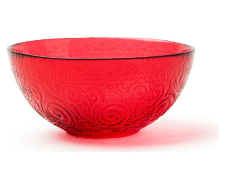 Bol Excelsa, Red Arabesque, sticla centrifugata, rosu, 15x15x7 cm