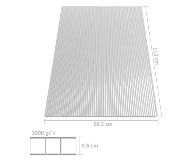 Поликарбонатни листи, 2 бр, 6 мм, 113x60,5 см