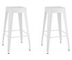 Barski stoli z možnostjo zlaganja, 2 kosa, beli, kovina