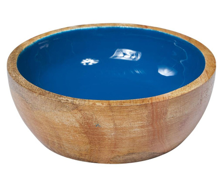 Bol Novita Home, lemn de mango, bej/albastru, 10x10x4 cm