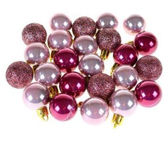 Set 24 globuri, 3 cm, variatie roz