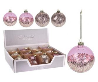 Rózsaszín gömbdísz, 8 cm