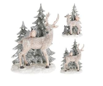 Rénszarvas figura fával, 20 cm