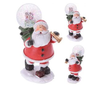 Figurina Santa cu glob zapada, 13 cm