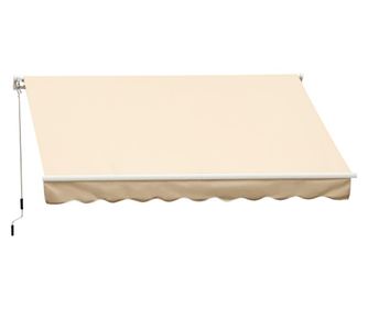 Outsunny Perdea De Soare Copertina Retractabila Manuala De Perete In Poliester Impermeabila, Bej, 4x2.5m