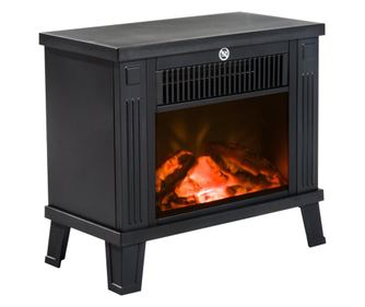 Homcom електрическа камина 600W/1200W с ефект на пламък, черна, 34.5x17x31cm