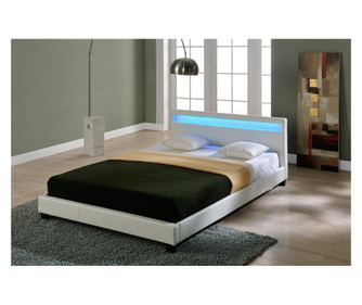 Franciágy paris o 140 x 200 cm led világítással fehér corium