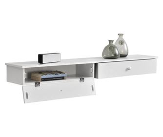 Set 2 Bucati Raft De Perete Infinity2 Cu Compartiment Pentru Depozitare, 60 X 24 X 12,6 Cm, Pal, Alb