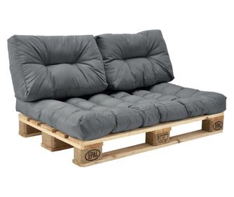 [en.casa] Beltéri raklapbútor párna szett - Szivacs huzattal raklaphoz (1xÜlőpárna és 2xhátpárna) - világos szürke