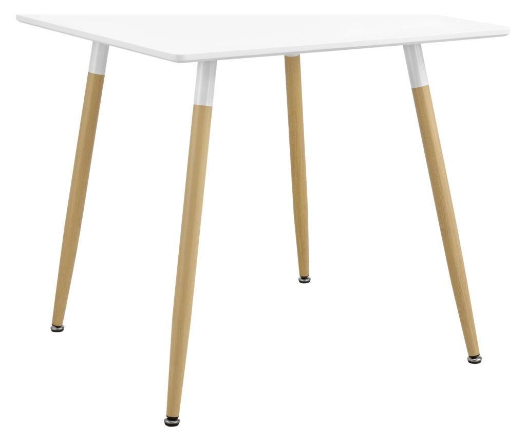  [en.casa] Étkezőasztal 3 személyes négyszögletes asztallap 80 x 80 x 74cm retro-design fehér-bükkfa