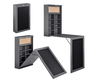 [en.casa] lehajtható asztal táblával íróasztal 80 x 50 x 18,5 cm konyhai asztal öszecsukható helytakarékos, szürke, mdf