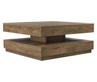 [en.casa] dohányzóasztal forgatható asztallappal 76 x 76 x 38 cm kisasztal tárolófelülettel fa-hatású