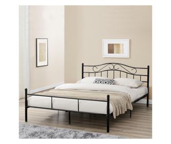 Pat Agnes Cadru Metalic - Pat Frantuzesc Vintage - 180x200cm - Negru