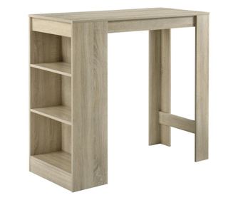 Elegáns bárasztal italtartó polccal, 110 x 50 x 103 cm, tölgyfa-hatású [en.casa]