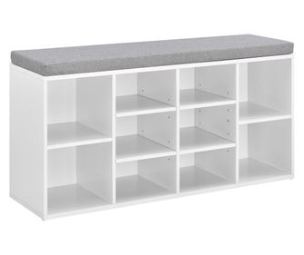 Raft Pentru Incaltaminte, 103 X 30 X 48 Cm, Cu Suprafata Pentru Sezut, Pal, Alb/gri