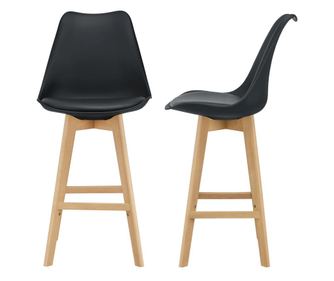 [en.casa] bárszék 2 db-os szettben bükkfa lábakkal műbőr kárpitozott ülőfelülettel 105 cm magas fekete